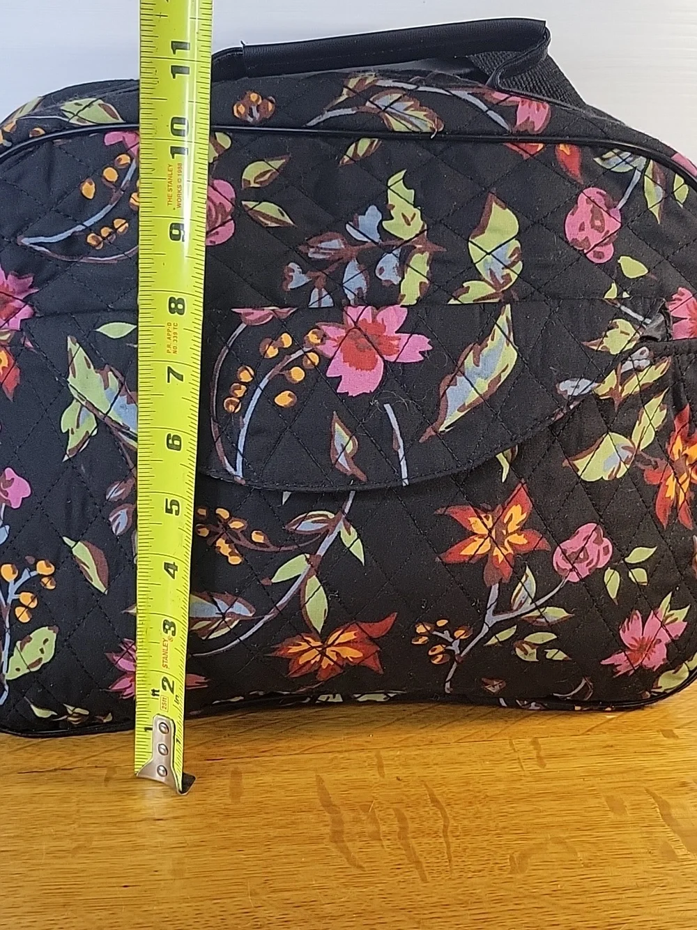 Cosmetic Black Floral Quilyed Travel Bags Lot of 3 Matching Set